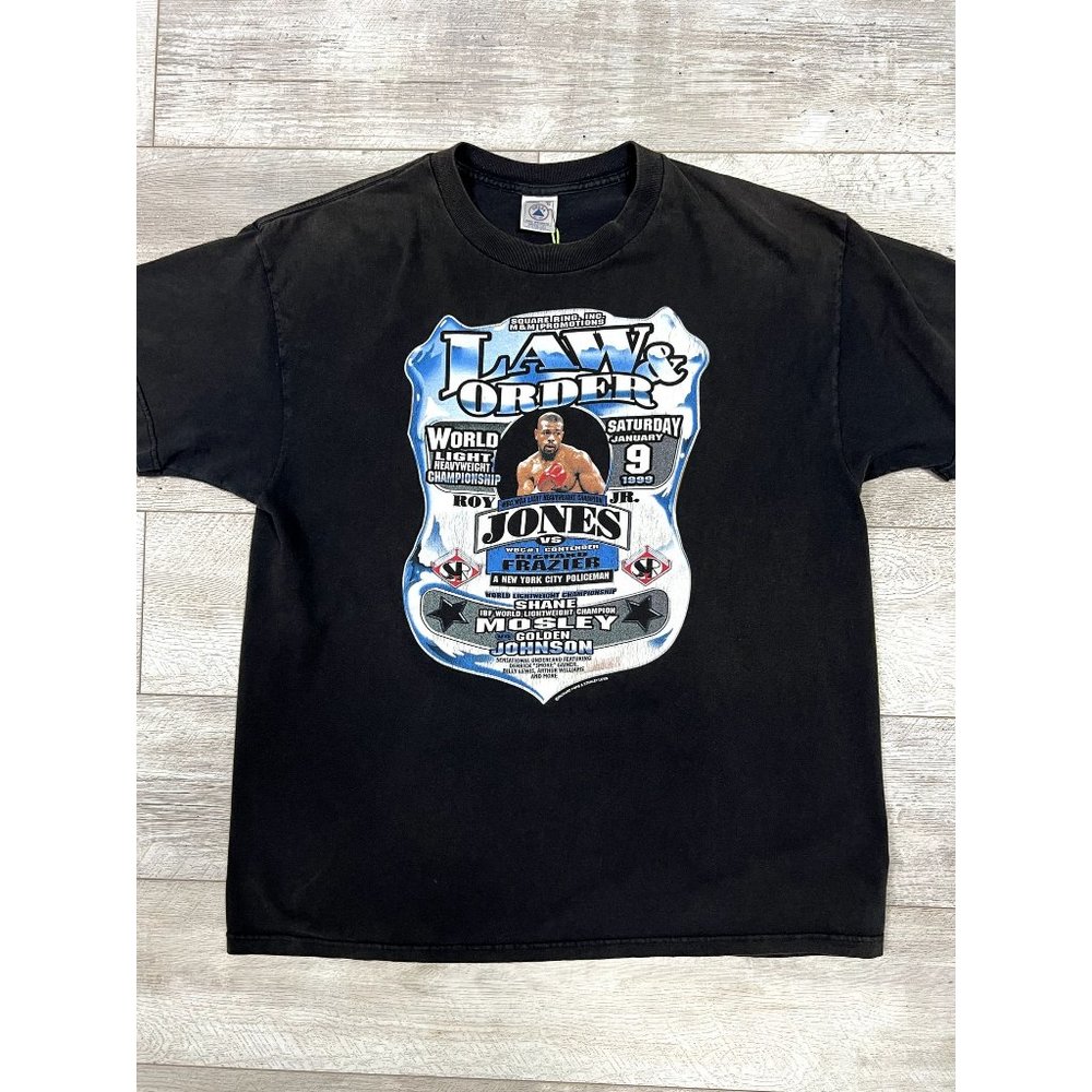 Vintage 1999 Boxing Roy Jones Jr vs Richard Frazier Law & Order T-shirt Size XL